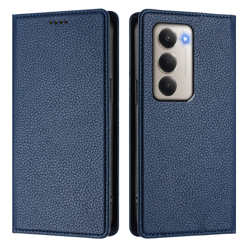 (Dark ) For Xiaomi Redmi 15 4G (Eu) (171Mm) Wallet Case Rfid Blocking Litchi Texture Leather Mobile Cover Blue 6914289427936