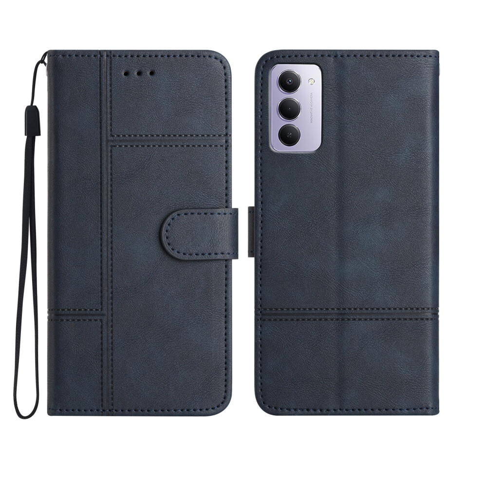 (Blue) For Xiaomi Redmi 15 5G (Global) (169Mm) Wallet Case Line Imprinted Cowhide Texture Pu Leather Phone Cover Blue 6914282783411