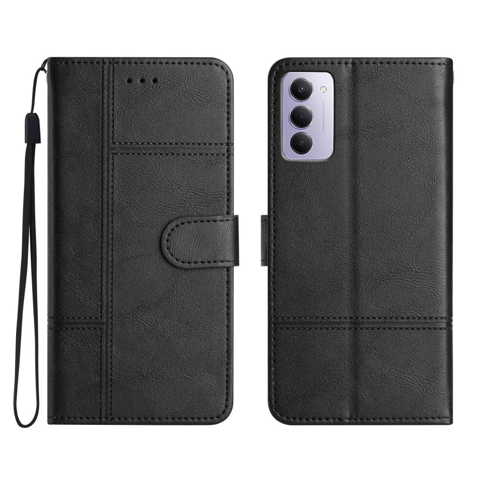 (Black) For Xiaomi Redmi 15 5G (Global) (169Mm) Wallet Case Line Imprinted Cowhide Texture Pu Leather Phone Cover Black 6914283579327