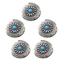 5 Pcs Imitation Turquoise Buttons Leather-blue flower