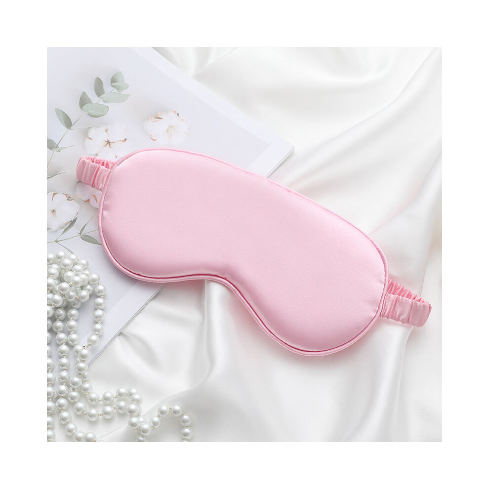 (Pink) Double-Sided Imitation Silk Eye Mask Sleeping Mask Soft Blindfold with Elastic Headband