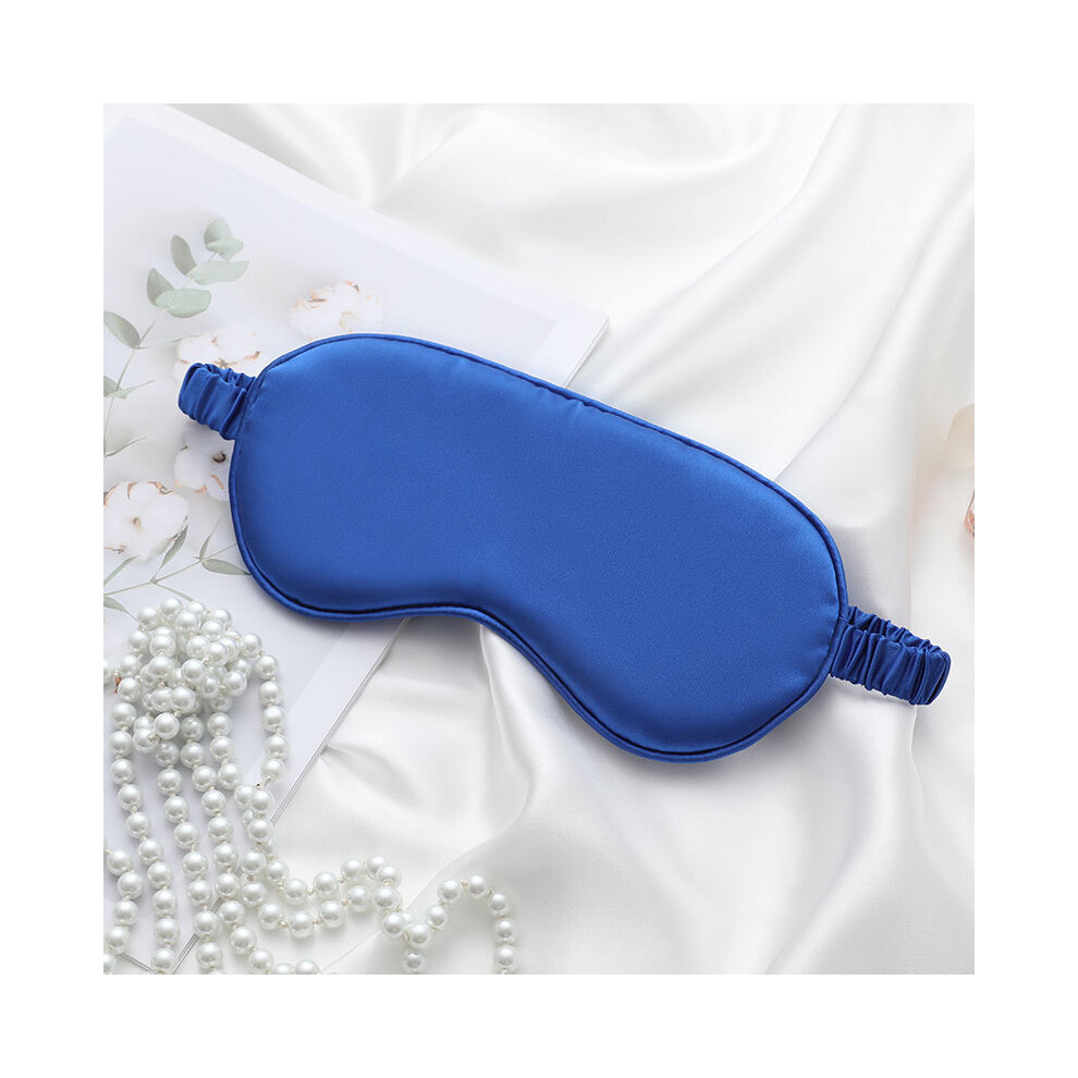 (Sapphire) Double-Sided Imitation Silk Eye Mask Sleeping Mask Soft Blindfold with Elastic Headband