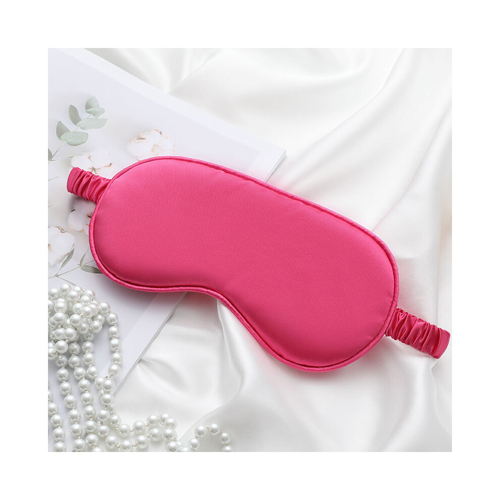 (Rose) Double-Sided Imitation Silk Eye Mask Sleeping Mask Soft Blindfold with Elastic Headband