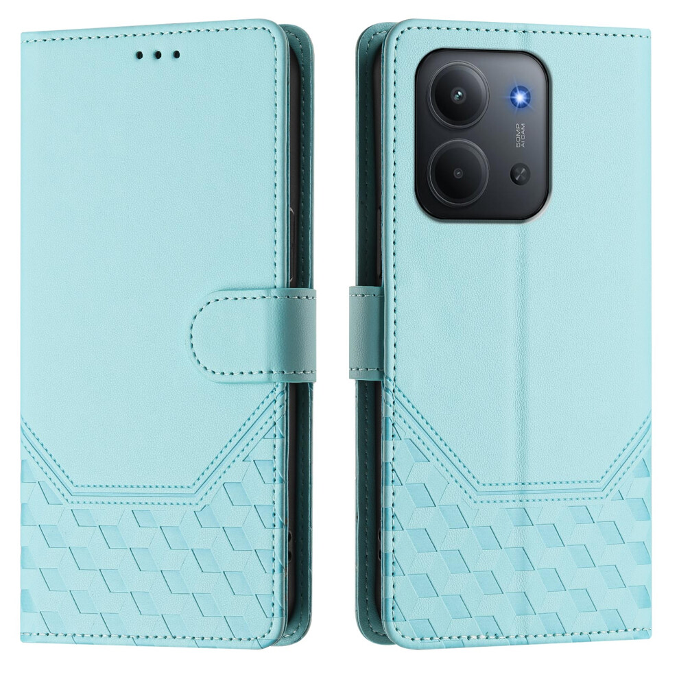 (Mint ) For Xiaomi Redmi 15C 5G (Eu) (173Mm) / Xiaomi Redmi 15C 4G (Eu) (173Mm) Case Imprinted Honeycomb Rfid Blocking Leather Phone Cove Green 6914284544980