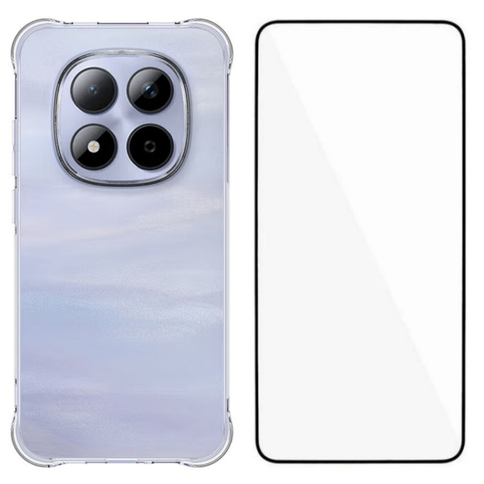 (Transparent) For Xiaomi Redmi Note 15 Pro 5G Case Wanlonfeng Wl Series 2.0Mm Tpu Phone Cover With Tempered Glass Film 6914288300896