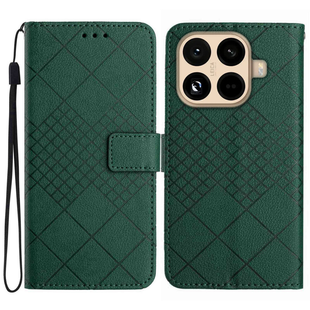 (Green) For Xiaomi 15T Pro Case Wallet Imprint Pu Leather Flip Folio Phone Cover Green 6914284253417