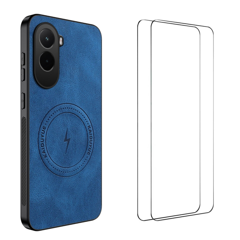(Blue) For Xiaomi Poco M7 Plus 5G / M7 4G (169Mm) Magnetic Case Wanlonfeng Sd Series Pc Tpu Phone Cover With 2Pcs Screen Film Blue 6914281177822
