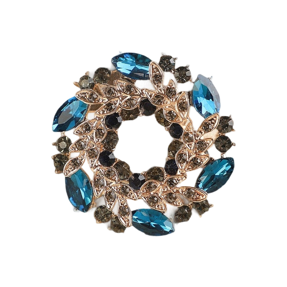 Blue Zinc Alloy Flower Brooch Lightweight Allergy Resistant