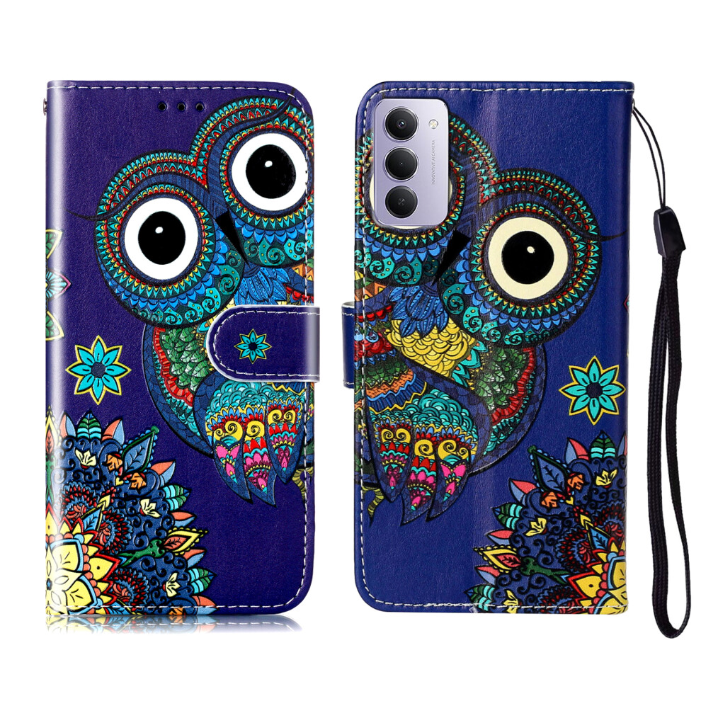( Owl) For Xiaomi Redmi 15 5G (Global) (169Mm) Case Pattern Leather Wallet Phone Cover With Strap Blue 6914287513662