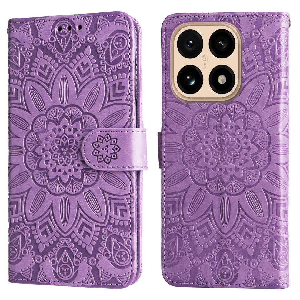 (Purple) For Xiaomi 15T Case Sunflower Imprint Leather Wallet Phone Cover Purple 6914280150956