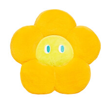Oreiller en peluche douce, grands yeux, fleur,-Jaune 45cm