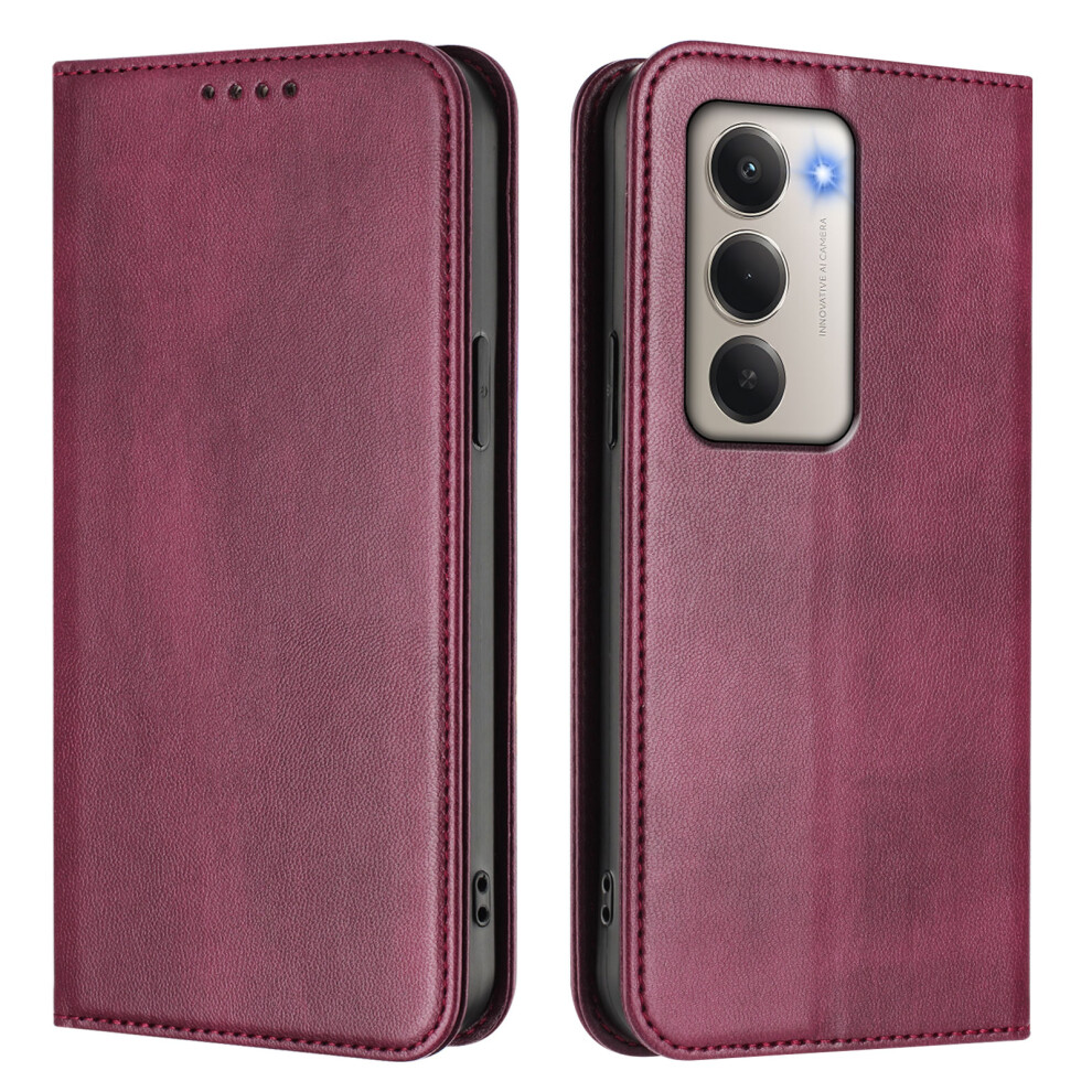 (Wine ) For Xiaomi Mi 15 4G (Eu) (171Mm) Wallet Cases Retro Texture Rfid Blocking Leather Phone Cover Red 6914288787970