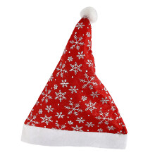 Christmas Santa Hat Unisex Sequins Hat Red and White-Silver