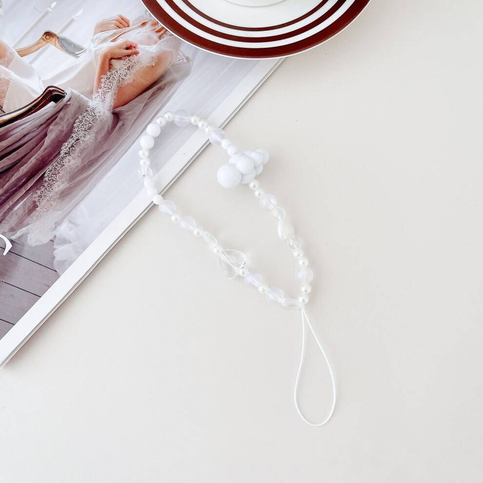 (Heart Cloud) 30Cm Acrylic Clear Phone Case Lanyard Beaded Phone Chain Strap Mobile Accessories 6914286628633