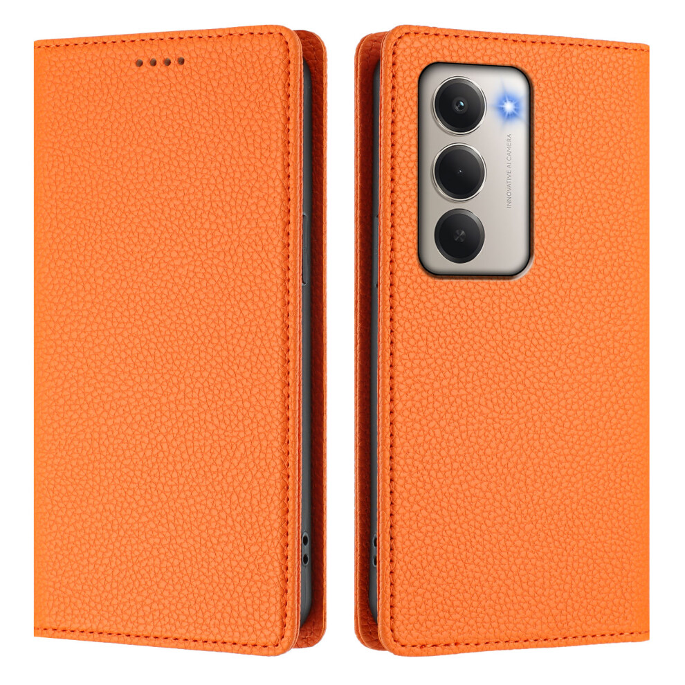 (Orange) For Xiaomi Redmi 15 4G (Eu) (171Mm) Wallet Case Rfid Blocking Litchi Texture Leather Mobile Cover Orange 6914284498740