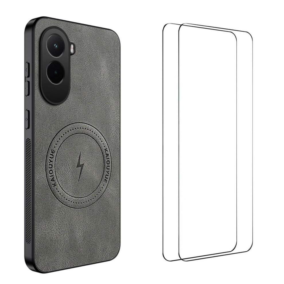 (Grey) For Xiaomi Poco M7 Plus 5G / M7 4G (169Mm) Magnetic Case Wanlonfeng Sd Series Pc Tpu Phone Cover With 2Pcs Screen Film Grey 6914282799474