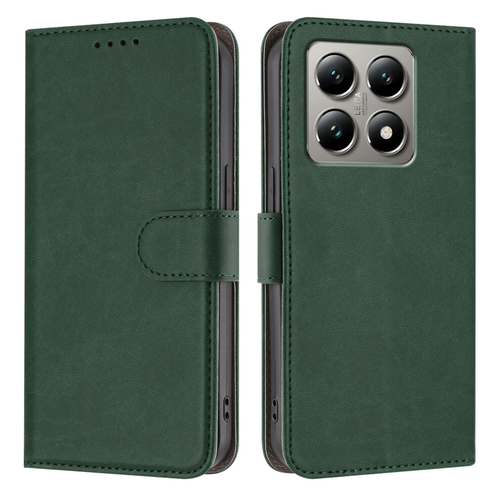 (Blackish ) For Xiaomi 15T Leather Case Solid Color Phone Cover With Wallet Green 6914288688147