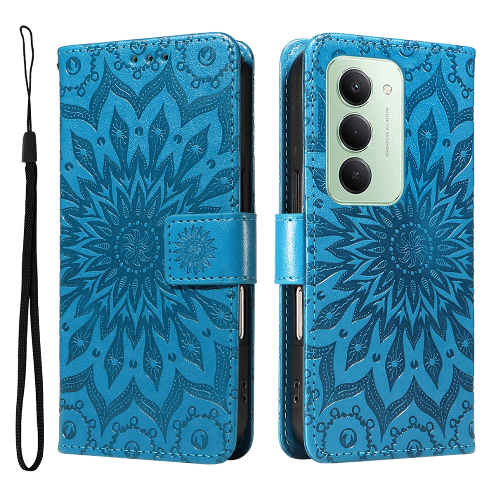 (Blue) For Xiaomi Redmi 15 4G (Eu) (171Mm) Leather Wallet Case Sunflower Imprinted Phone Cover Blue 6914286246479