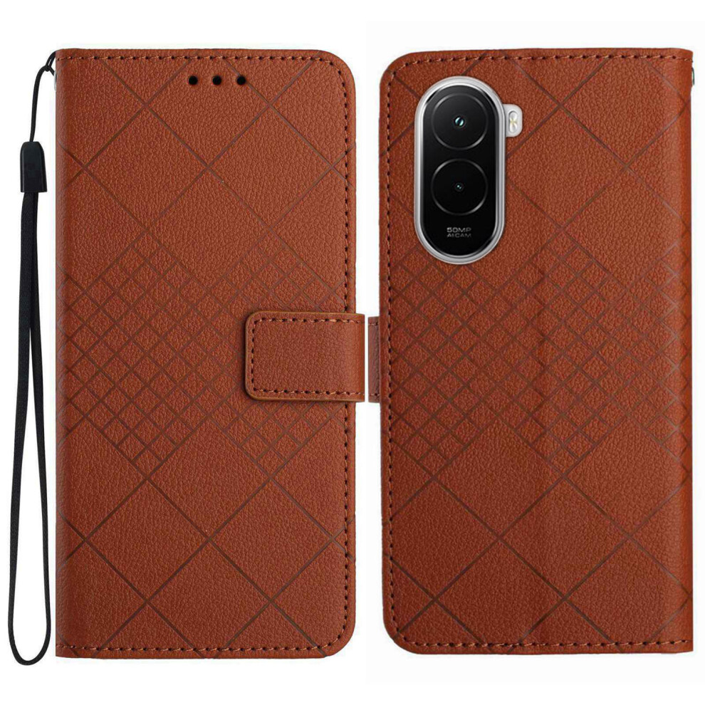 (Brown) For Xiaomi Poco M7 4G (Eu) (171Mm) Case Wallet Imprint Pu Leather Flip Folio Phone Cover Brown 6914282898405