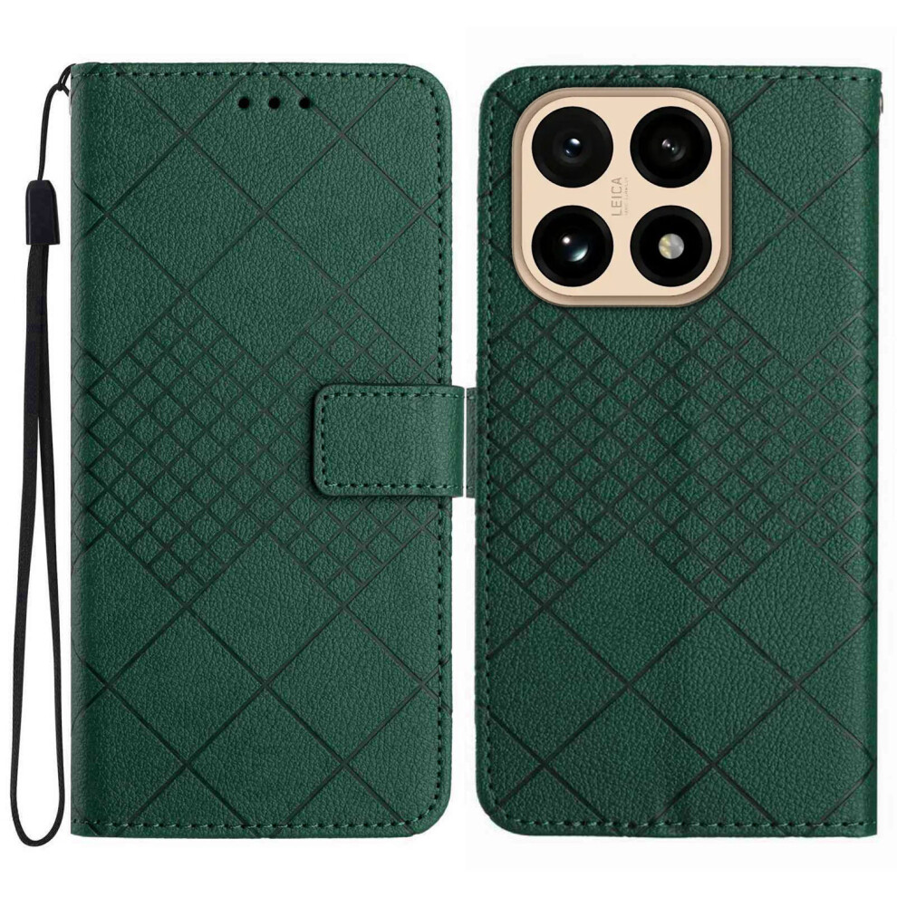 (Green) For Xiaomi 15T Case Wallet Imprint Pu Leather Flip Folio Phone Cover Green 6914287678439