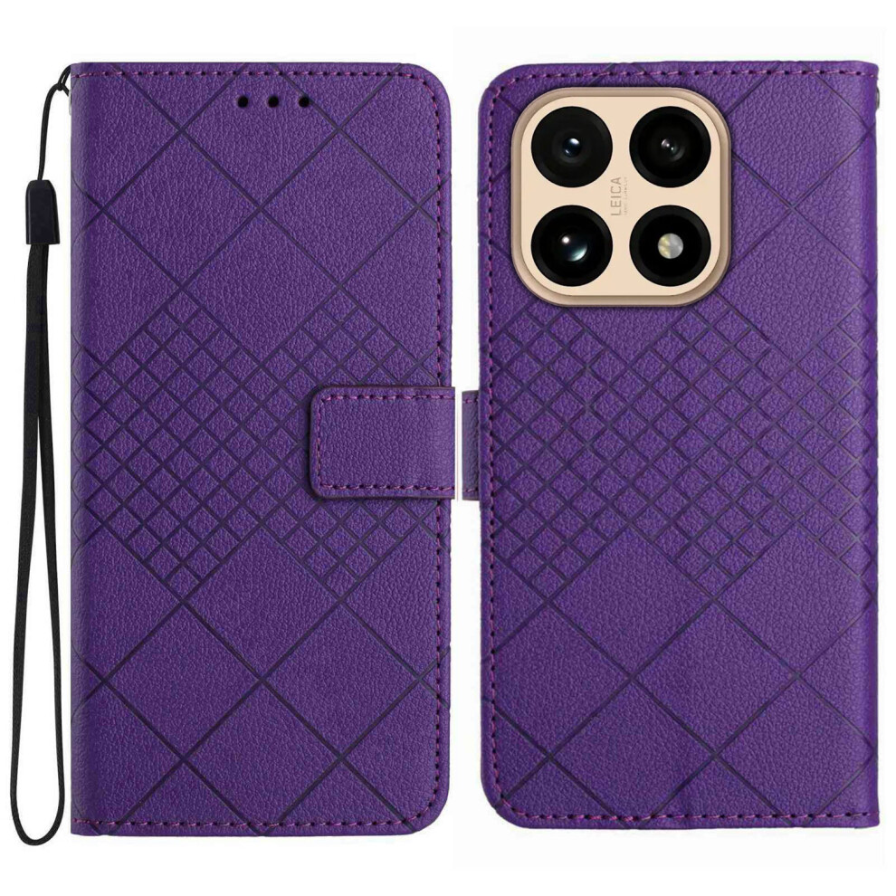 (Dark ) For Xiaomi 15T Case Wallet Imprint Pu Leather Flip Folio Phone Cover Purple 6914285290183