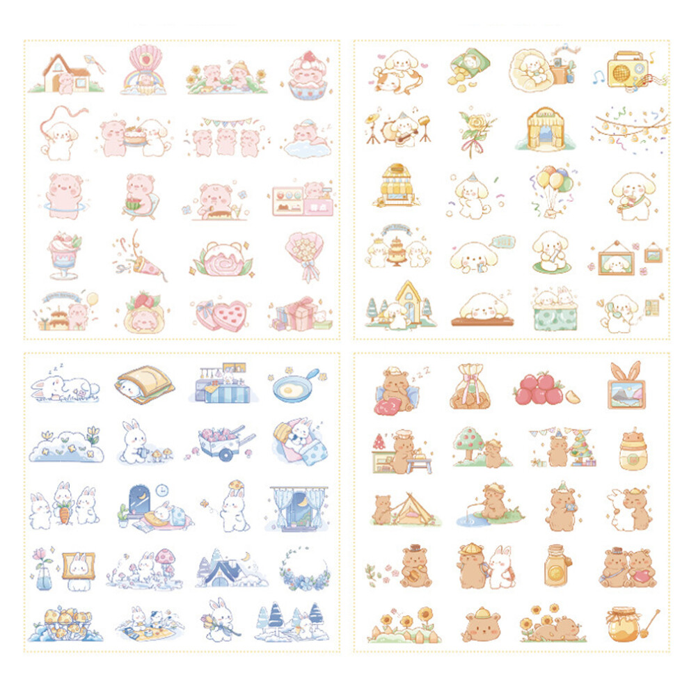 Cute Kawaii Stationery Sticker Set, Waterproof Stickers For Bullet Journal, Decorative Adhesive Tapes With Multi-Use Designs For Scrapbooking Supplies 9486358042434