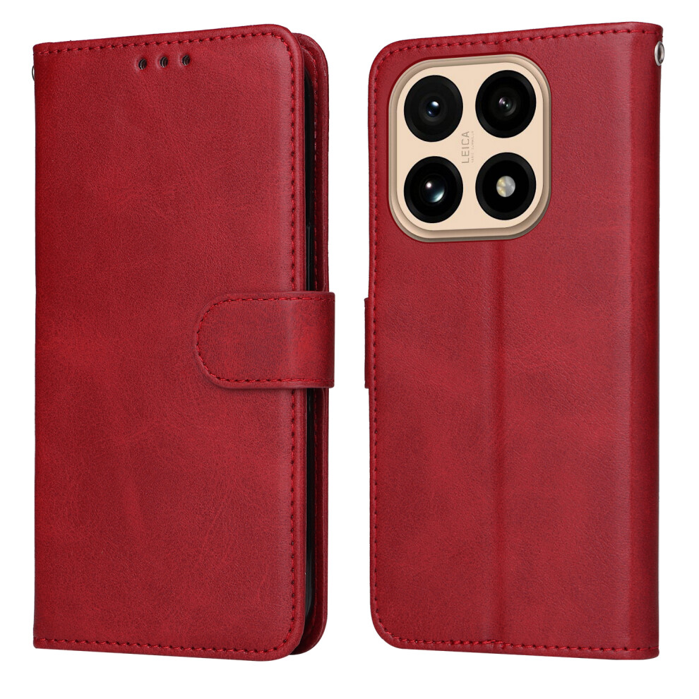 (Red) For Xiaomi 15T Case Wallet Pu Leather Folio Flip Phone Cover Red 6914281318584