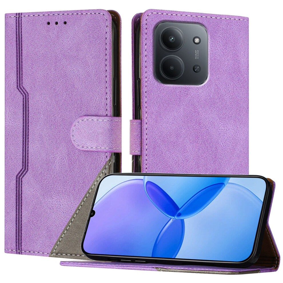 (Purple) For Xiaomi Redmi 15C 5G (Eu) (173Mm) / Xiaomi Redmi 15C 4G (Eu) (173Mm) Leather Case Triangle Patchwork Wallet Stand Shockproof P Purple 6914287920484