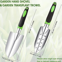 Conjunto de pá de jardinagem manual, pá de transplante com cabo ergonômico e guia de profundidade gravado, ferramenta de plantio em aço