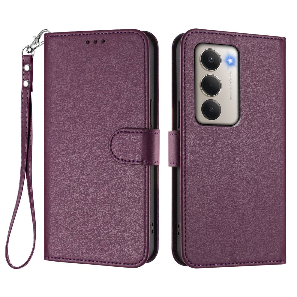 (Purple) For Xiaomi Redmi 15 4G (Eu) (171Mm) Leather Case Wallet Stand Phone Cover With Wrist Strap Purple 6914286374585
