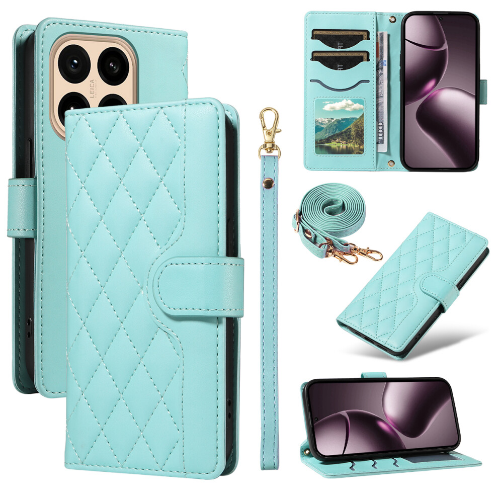 (Green) For Xiaomi 15T Wallet Case Rhombus Leather Phone Cover With Strap Green 6914281558362
