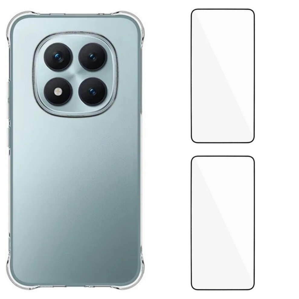 (Transparent) For Xiaomi Redmi Note 15 Pro+ 5G Tpu Case Wanlonfeng Wl2 Series 2.0Mm Phone Cover With 2Pcs Tempered Glass Films 6914280274614