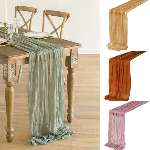 Exquisite Ruffled Table Runner Semi-Transparent-dark camel 1 2