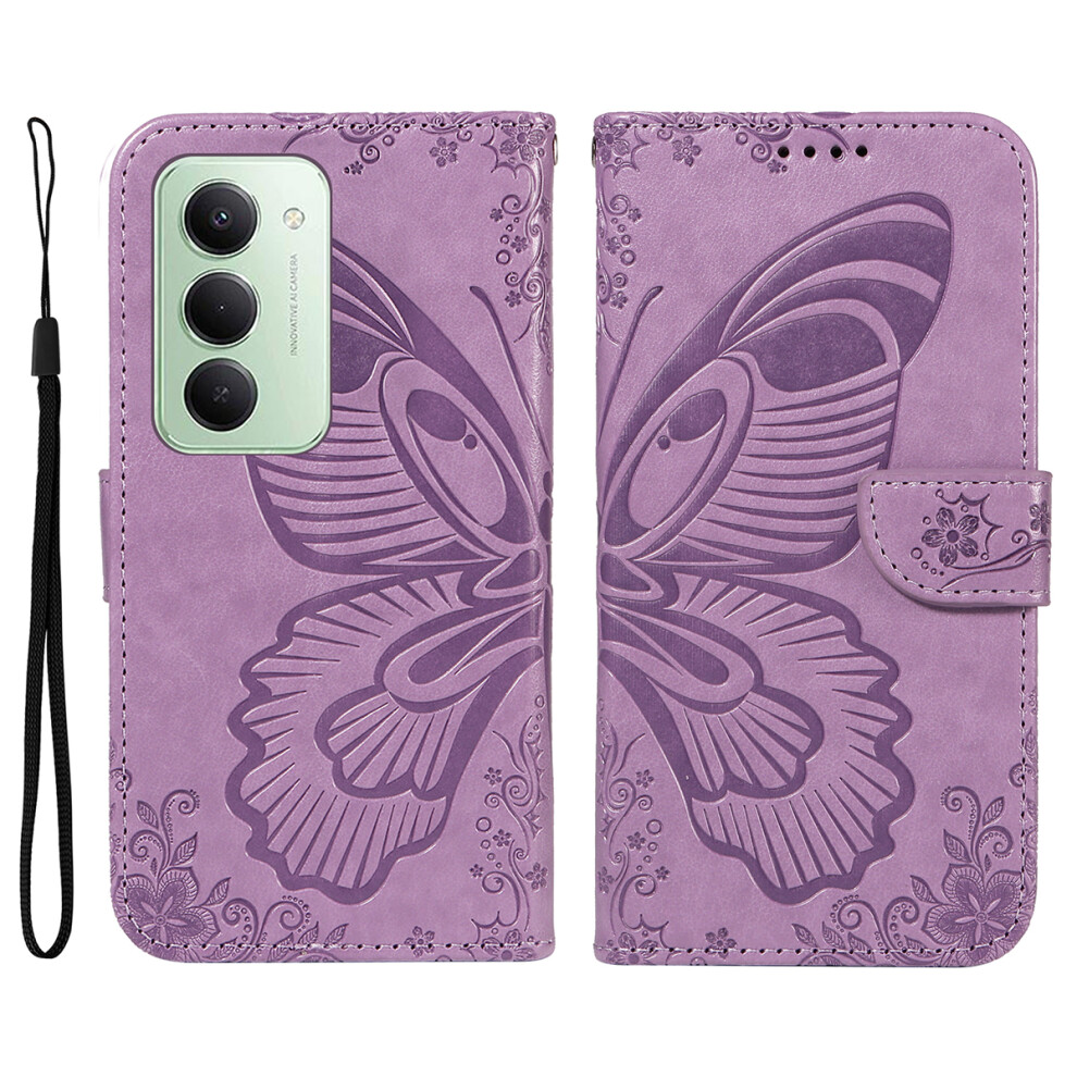 (Light ) For Xiaomi Redmi 15 4G (Eu) (171Mm) Case Butterfly Pattern Pu Leather Folio Flip Phone Cover Purple 6914287625921