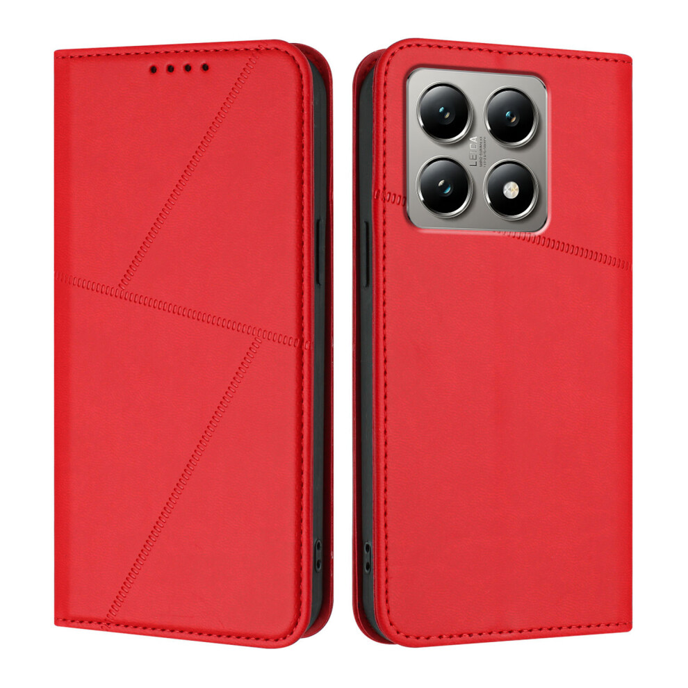 (Red) For Xiaomi 15T Wallet Case Magnetic Closure Leather Flip Phone Cover With Stand Red 6914287249301