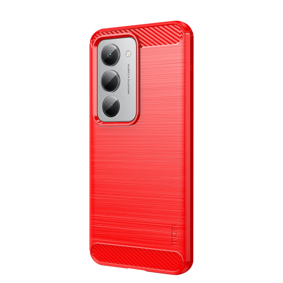 (Red) For Xiaomi Mi 15 5G (Global) (169Mm) Back Cover Mofi Brushed Texture Carbon Fiber Soft Tpu Case Red 6914285549144