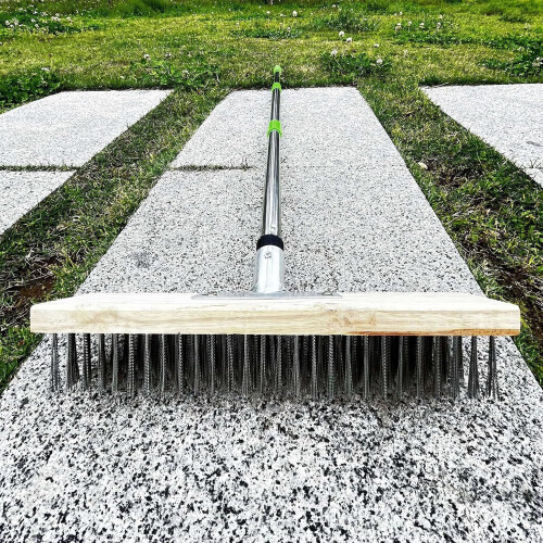 Wire Brush for Moss Removal with Ergonomic Stainless Handle, Rust Resistant Bristles for Patio Deck 2