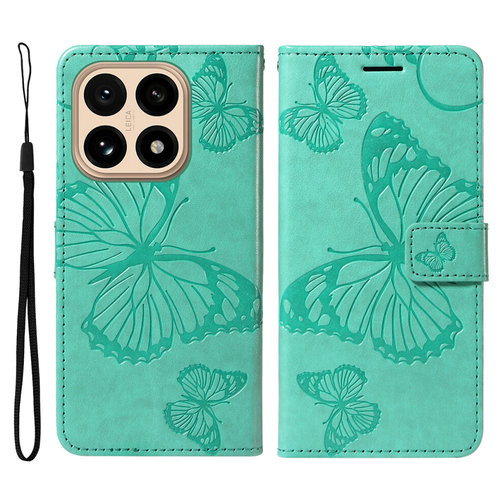 (Green) For Xiaomi 15T Wallet Case Floral Butterfly Imprinted Leather Phone Cover Stand Green 6914286519450