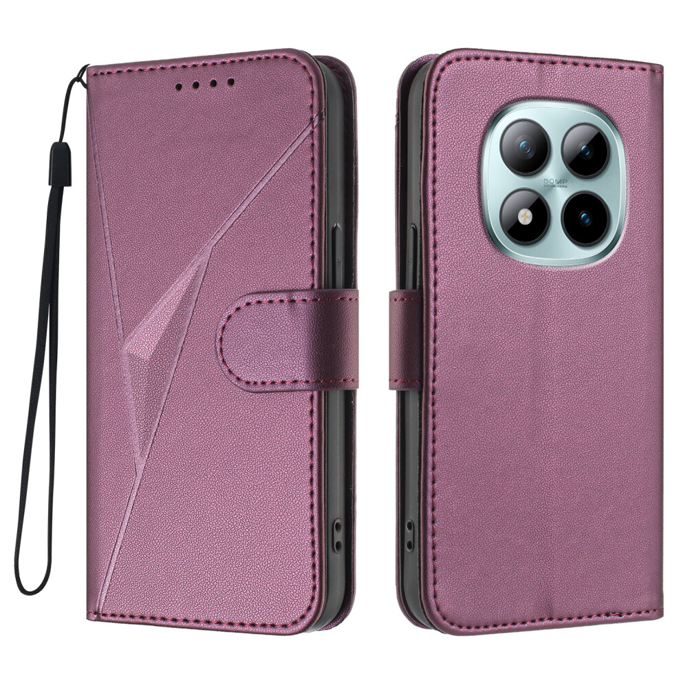 (Dark ) For Xiaomi Redmi Note 15 Pro+ 5G Case Triangle Imprint Leather Phone Cover With Lanyard Purple 6914280301358