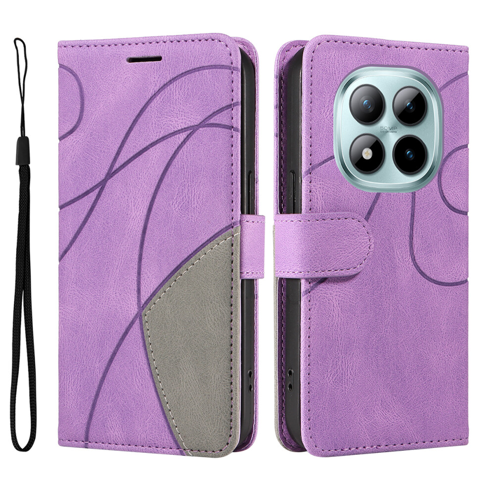 (Purple) For Xiaomi Redmi Note 15 Pro+ 5G Leather Phone Case Stand Wallet With Bi-Colour Splicing Design Purple 6914282088912
