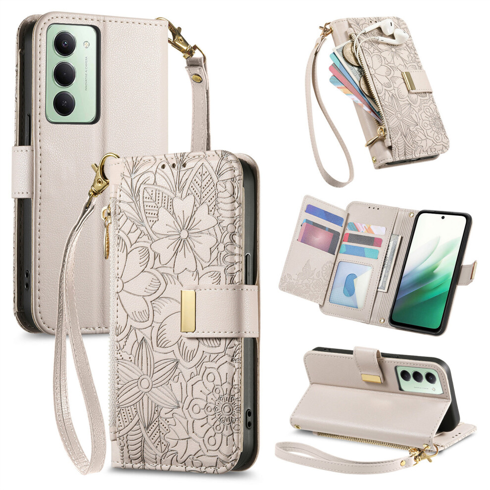 (White) For Xiaomi Redmi 15 5G (Eu) (171Mm) / Xiaomi Redmi 15C 4G (Global) (171Mm) / Xiaomi Redmi 15 4G (Eu) (171Mm) Case Floral Leaf Pat White 6914282714736