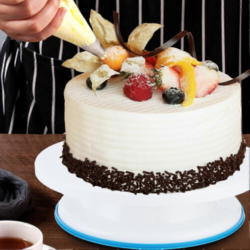 (As show, One size) 6Pcs/Set Kitchen Cake Decorating Turntable Cake Rotating Display Stand with Scraper DIY Tool 1
