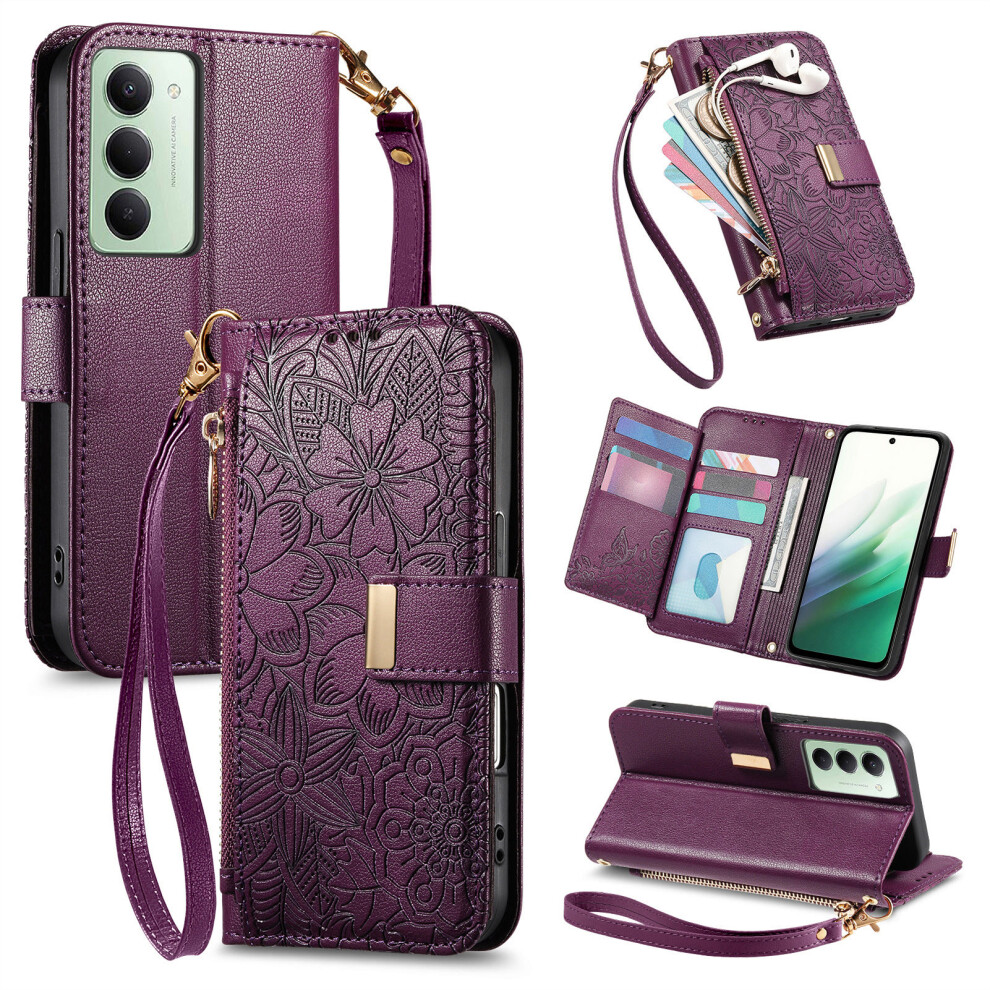 (Purple) For Xiaomi Redmi 15 5G (Eu) (171Mm) / Xiaomi Redmi 15C 4G (Global) (171Mm) / Xiaomi Redmi 15 4G (Eu) (171Mm) Case Floral Leaf Pat Purple 6914289661712