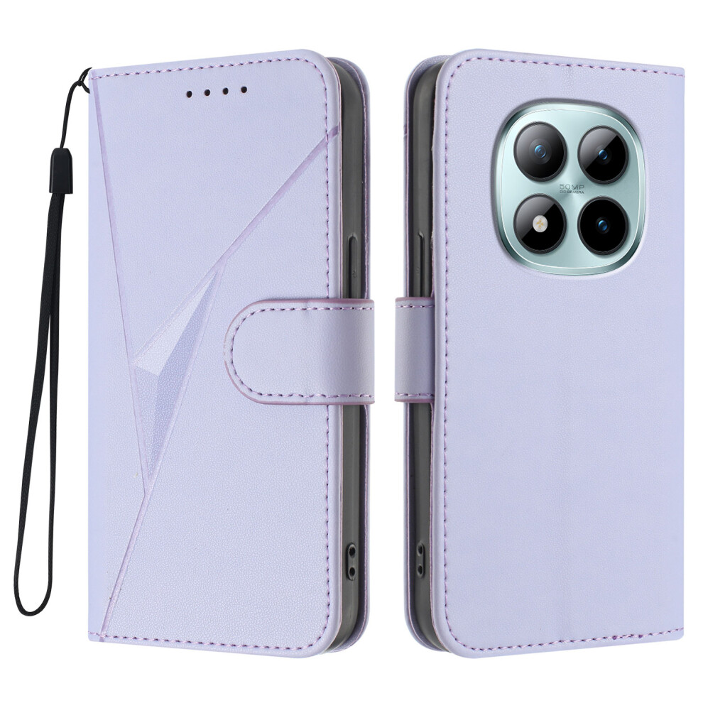 (Light ) For Xiaomi Redmi Note 15 Pro+ 5G Case Triangle Imprint Leather Phone Cover With Lanyard Purple 6914287833036