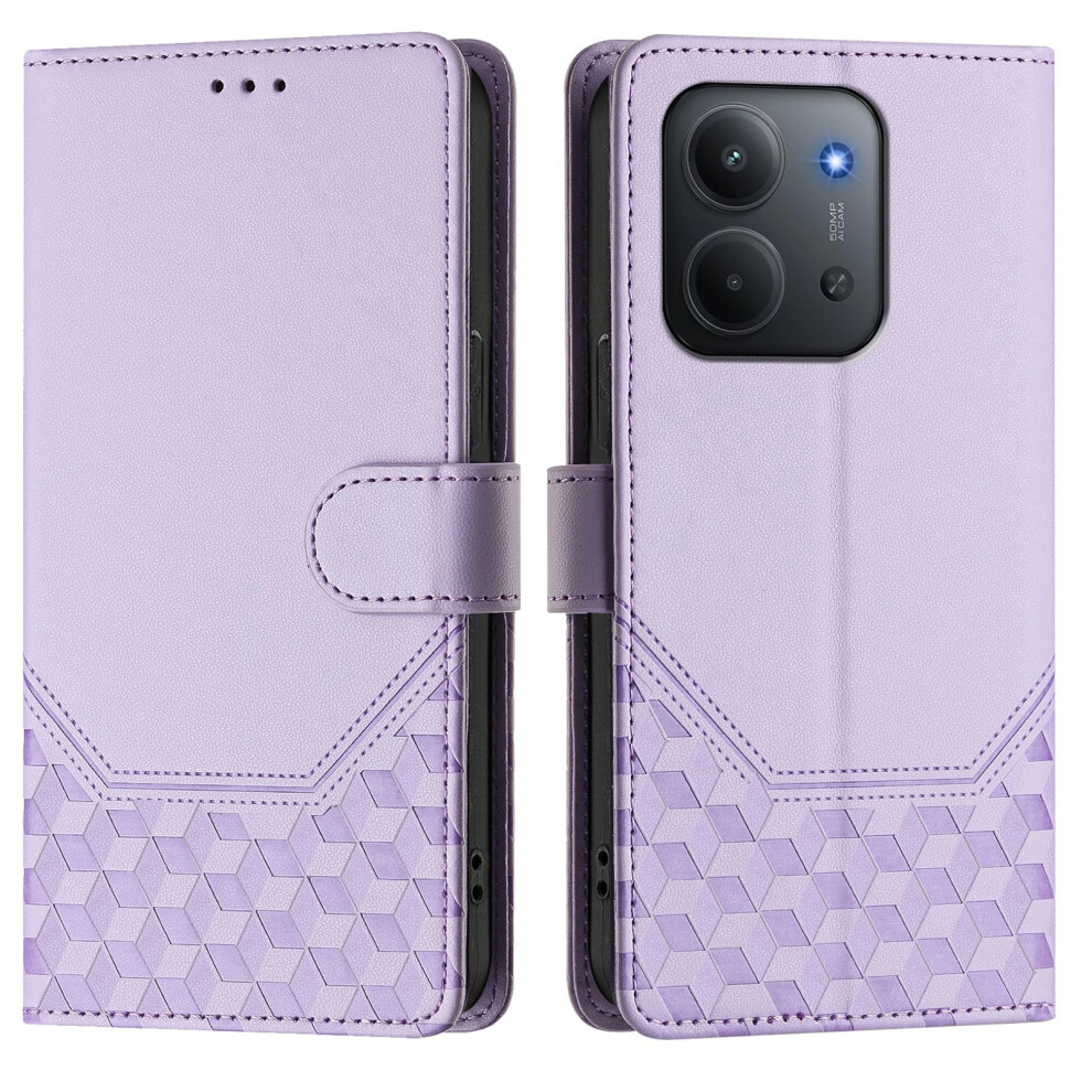 (Light ) For Xiaomi Redmi 15C 5G (Eu) (173Mm) / Xiaomi Redmi 15C 4G (Eu) (173Mm) Case Imprinted Honeycomb Rfid Blocking Leather Phone Cove Purple 6914287198012