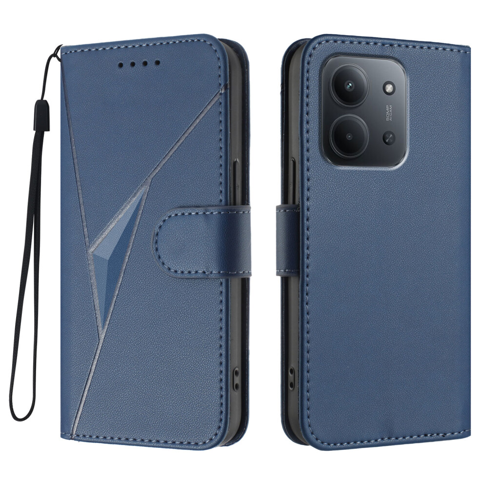 (Royal ) For Xiaomi Redmi 15C 5G (Eu) (173Mm) / Xiaomi Redmi 15C 4G (Eu) (173Mm) Case Triangle Imprint Leather Phone Cover With Lanyard Blue 6914285303005
