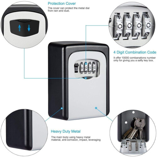 Coffre-fort à code à 4 chiffres réinitialisable, robuste et durable pour une utilisation intérieure et extérieure, solution de rangement haute 1