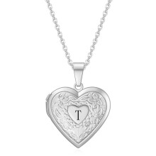 Elegant Heart Picture Locket Necklace Titanium Steel Everyday-T