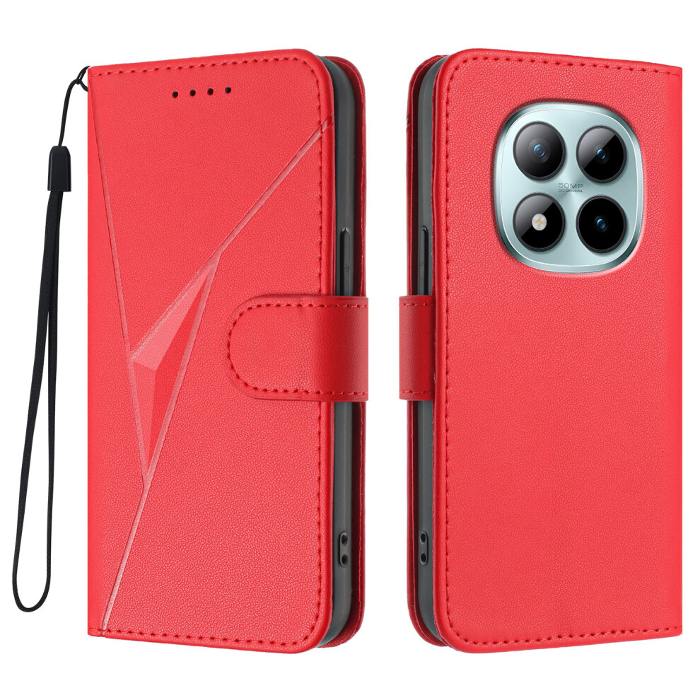 (Red) For Xiaomi Mi Note 15 Pro+ 5G Case Triangle Imprint Leather Phone Cover With Lanyard Red 6914285510625