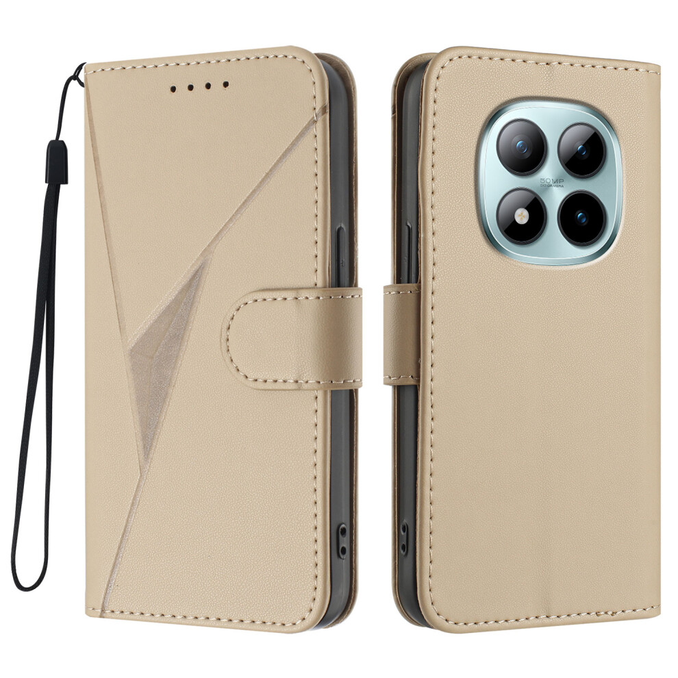 (Golden) For Xiaomi Redmi Note 15 Pro+ 5G Case Triangle Imprint Leather Phone Cover With Lanyard Golden 6914280422275